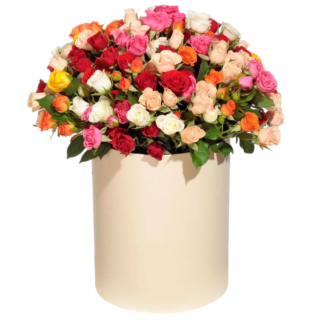 Mixed roses in a hatbox | Flower Delivery Ivanovo