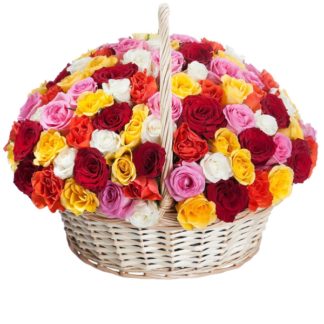 51 colorful roses in the basket | Flower Delivery Ivanovo